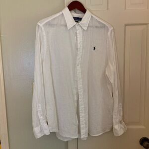 Polo Ralph Lauren White 100% Linen Button Down